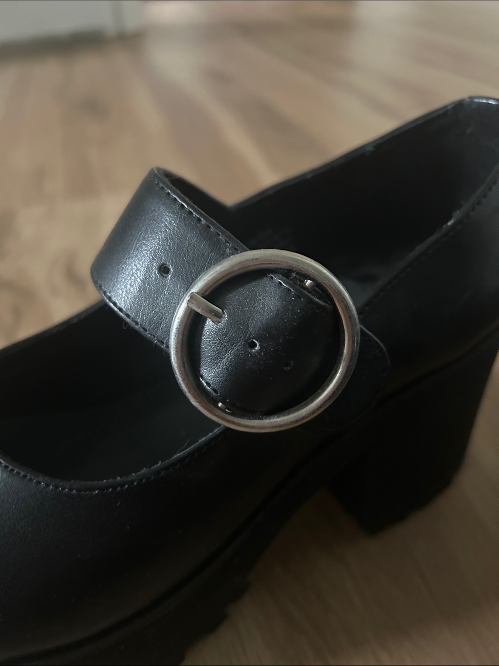 Current Mood Black Chunky Mary Jane Platforms with Silver Buckle - Picture 4 of 5